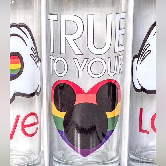 NIB Disney Rainbow Collection Set of 4 Glasses True to Your Heart Pride LGBTQ - Picture 8 of 8